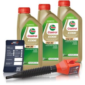 Castrol 3x 1 L EDGE 0W-30 LL + Ölwechsel-Anhänger + Einfülltrichter [Hersteller-Nr. 15FEFB]