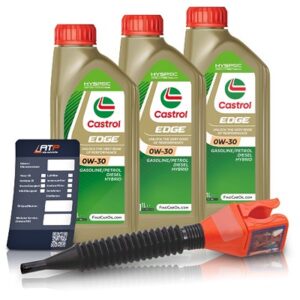 Castrol 3x 1 L EDGE 0W-30 + Ölwechsel-Anhänger + Einfülltrichter [Hersteller-Nr. 15F63B]