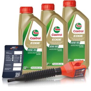 Castrol 3x 1 L EDGE 10W-60 + Ölwechsel-Anhänger + Einfülltrichter [Hersteller-Nr. 15F62C]