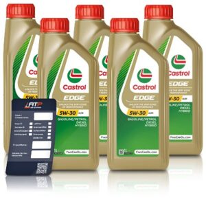 Castrol 5x 1 L EDGE 5W-30 A5/B5 + Ölwechsel-Anhänger [Hersteller-Nr. 15F684]