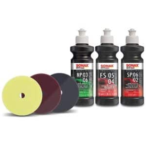 Dino Kraftpaket 3x Polierschwamm Ø 125 mm - Kegel-Design + 3x SONAX Poliermittel [Hersteller-Nr. 40978590]