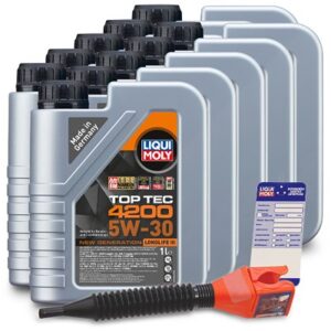 Liqui Moly 10x 1 L Top Tec 4200 5W-30+Ölw.-Anhänger+Trichter [Hersteller-Nr. 10802801]