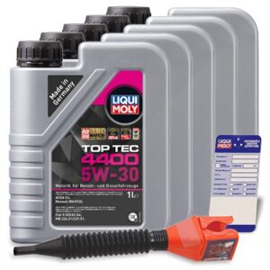 Liqui Moly 5x 1 L Top Tec 4400 5W-30 + Ölwechsel-Anhänger + Einfülltrichter [Hersteller-Nr. 3750]