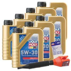 Liqui Moly 7x 1 L Longlife III 5W-30+ Ölw.-Anhänger+ Trichter [Hersteller-Nr. 10803473]