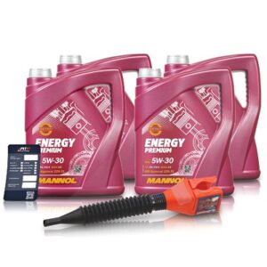 Mannol 4x 5 L Energy Premium 5W-30 + Ölwechsel-Anhänger +Einfülltrichter [Hersteller-Nr. 7908]