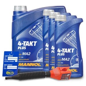 Mannol 7 L 4-Takt Plus Motoröl + Ölwechsel-Anhänger + Einfülltrichter [Hersteller-Nr. MN7202-4]