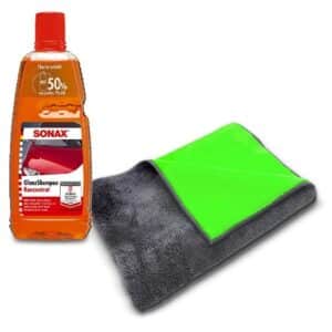 Sonax 1 L GlanzShampoo Konzentrat + Duo Mikrofasertuch 60 x 80cm 700GSM [Hersteller-Nr. 40831037]