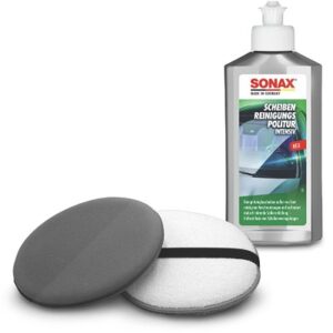 Sonax 1x 250 ml ScheibenReinigungsPolitur + Hand Polierpad Ø 20 cm Set [Hersteller-Nr. 40830642]