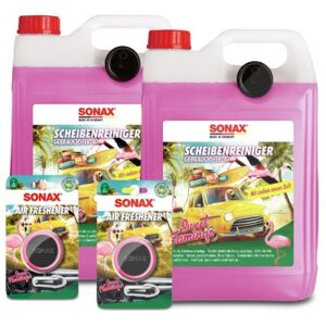 Sonax 2x 5 L ScheibenReiniger + 2x Lufterfrischer Sweet Flamingo [Hersteller-Nr. 40698455]